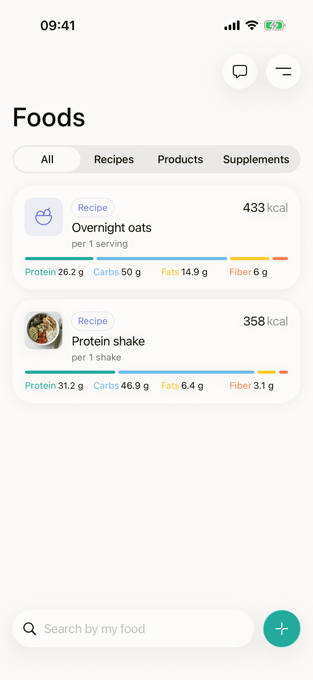Saved recipes and products