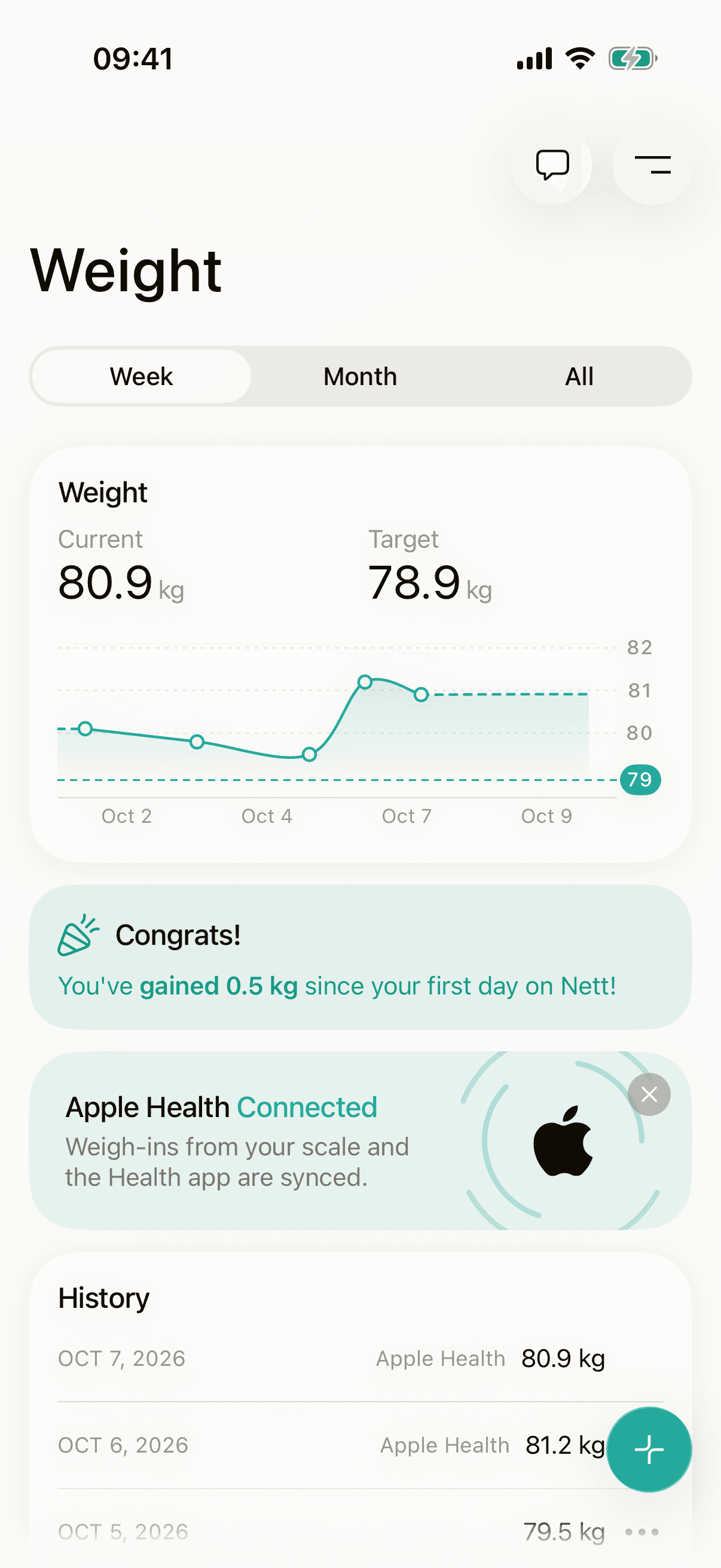 Weight with Apple Health weigh-ins